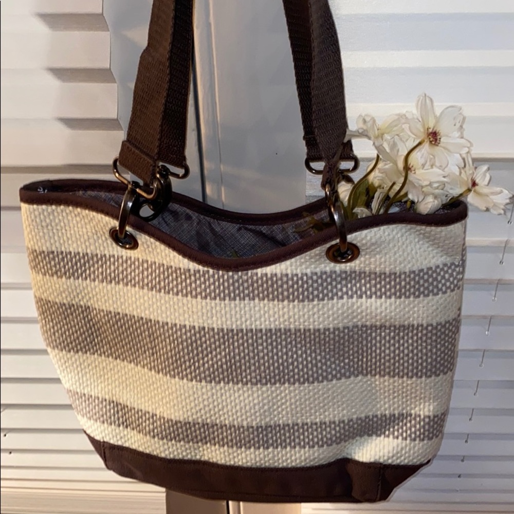 Thirty-one Canvas Crew Mini, Taupe Straw Stripe